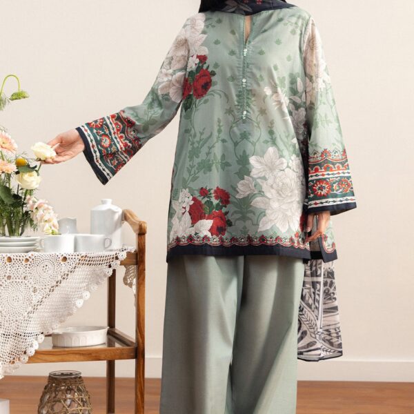 Coco Printed Lawn 3 Piece in Sage Green Color